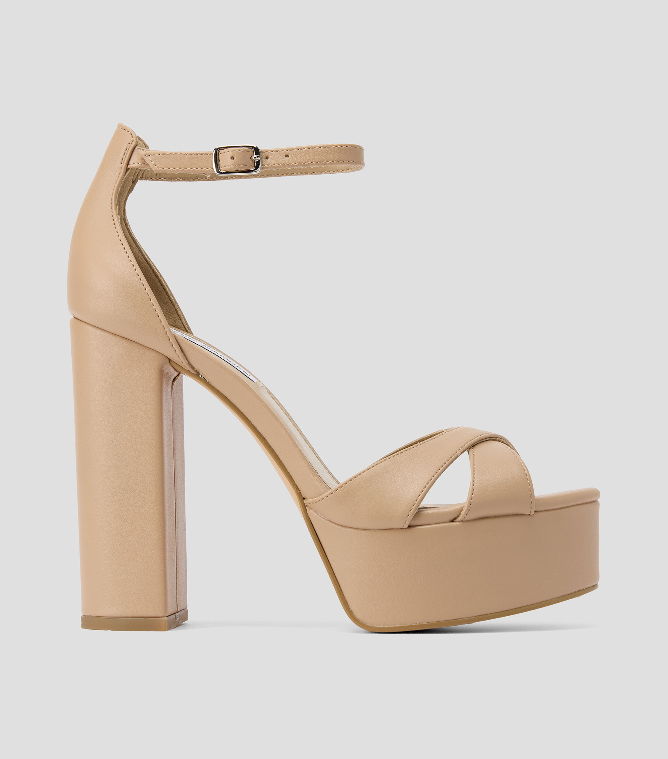 Sandalias de tacón alto ancho lisas Mujer